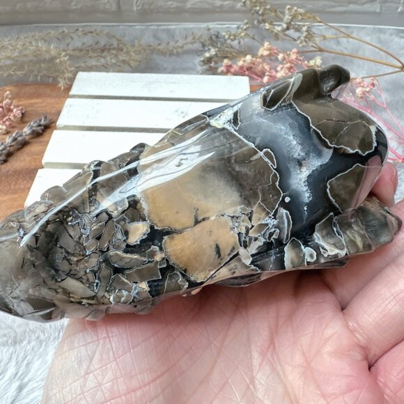 Gorgeous Volcano Agate Dragon Head/Skull Carving - Picture 8 of 8